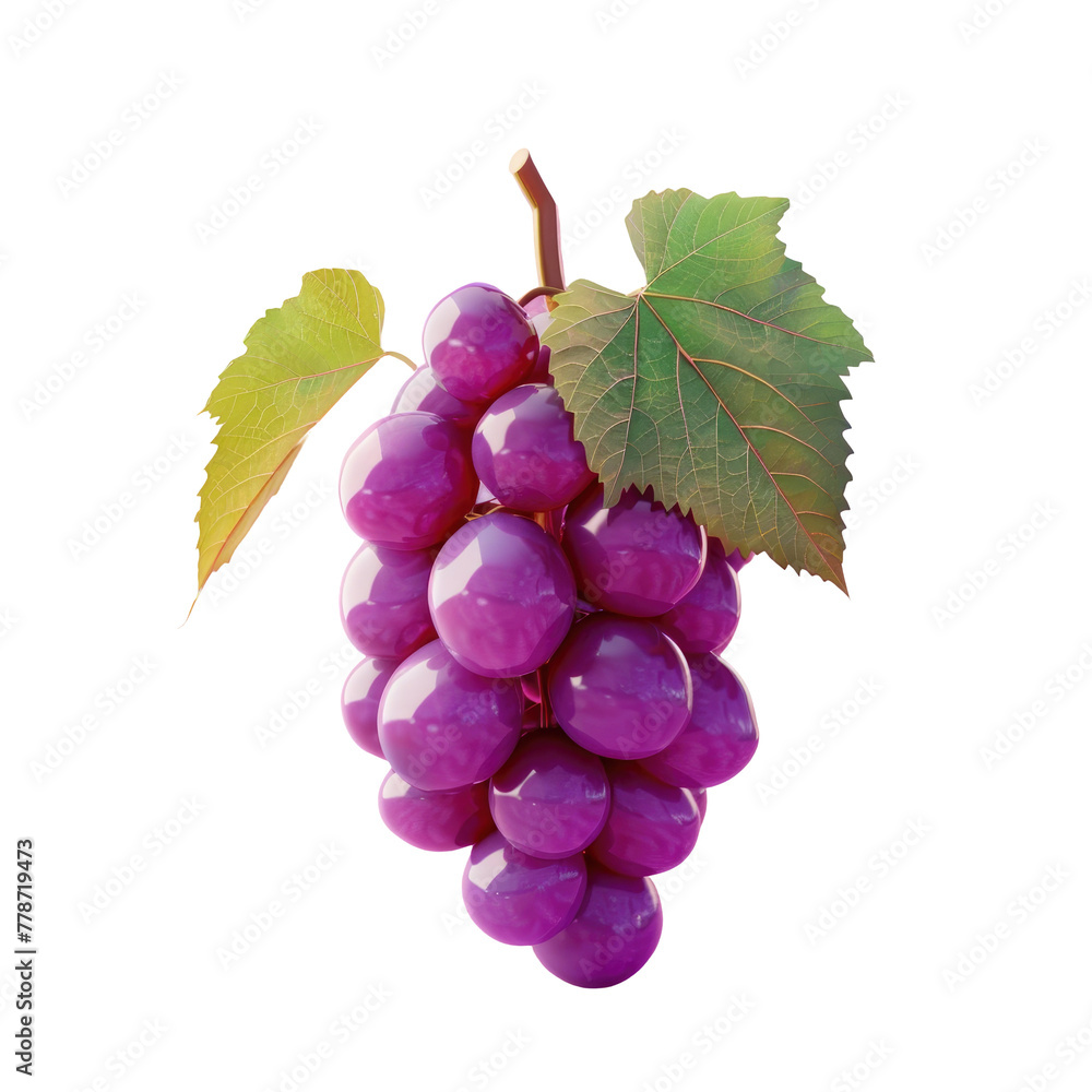 Poster a close up of grapes with a leaf on a transparent background
