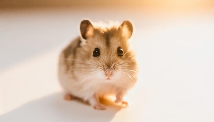 little cute isolated small hamster sitting on white background closeup shot