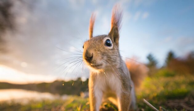 close up portrait of curious squirrel
