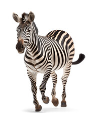 Fototapeta na wymiar Zebra in walking pose on isolated background