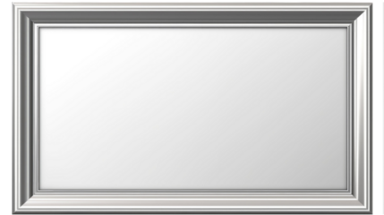 Silver chrome metal blank empty photo frame on transparent background cutout with shaded shadow. Mockup template for artwork 