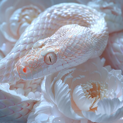 Pink snakes in flowers, Aesthetic mytery photography