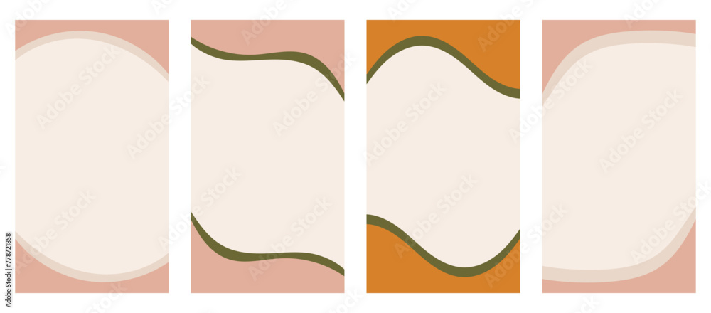 Wall mural set of varied shapes for use in vertical stories, promo site headers and footers. decorative frame s