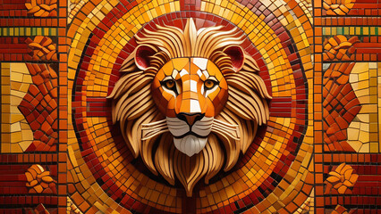 Image of a lion's head in mosaic style