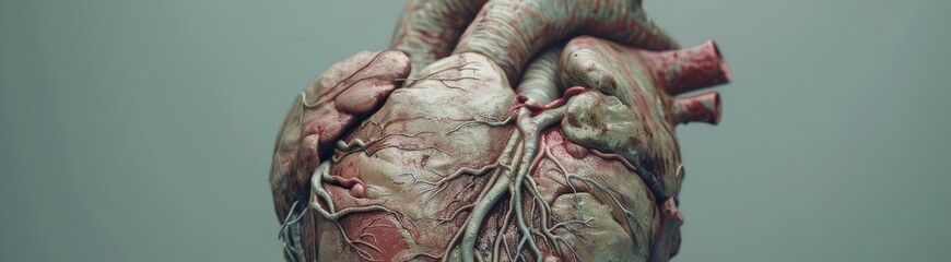 The 3D human heart made of fabric, in the style of surrealist anatomy - obrazy, fototapety, plakaty