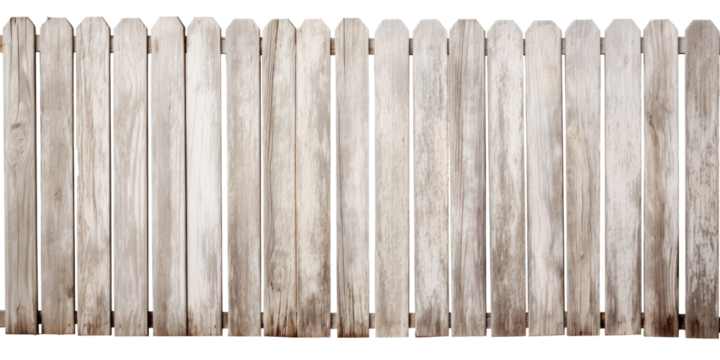 Wooden white washed rustic board wood fence gate on transparent background - Powered by Adobe