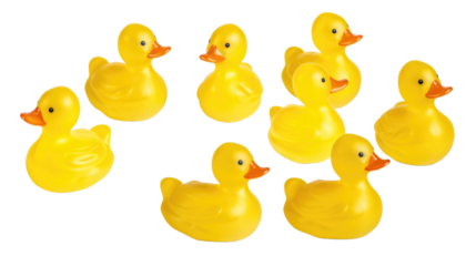 Yellow rubber duck on transparent background. Mockup template for artwork
