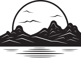 Fototapeta na wymiar Rustic Dunes Minimalist Desert Scene Logo Vector Desert Zenith Minimalist Landscape Emblem Symbol