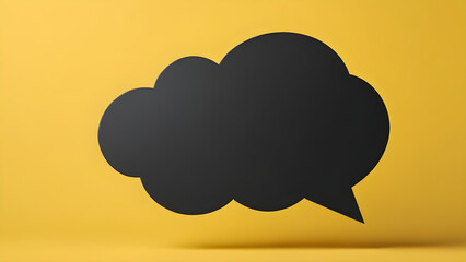 mockup the blank black speech bubble on a yellow background place for your text. Comment icon. Feedback message. Online communication. information announcement for small business discount sale