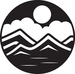 Dune Zen Minimalist Desert Landscape Icon Vector Mirage Mystique Minimalist Desert Emblem Symbol