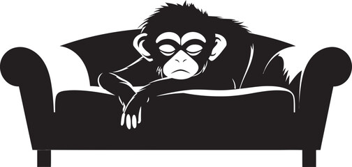 Serene Slumber Sanctuary Monkey Sleeping on Couch Logo Design Lazy Lounge Lagoon Couch Sleep Icon Vector