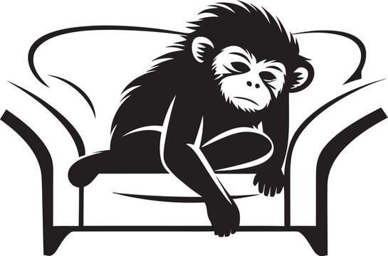Tranquil Tail Hammock Couch Sleep Icon Emblem Dreamland Den Monkey Resting on Sofa Emblem