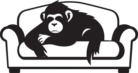 Dreamy Doze Haven Couch Nap Icon Vector Serene Slumber Sanctuary Monkey Sleeping on Couch Logo Design