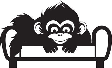 Serene Slumber Sanctuary Monkey Sleeping on Couch Logo Design Lazy Lounge Lagoon Couch Sleep Icon Emblem