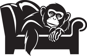 Zen Zzzs Zenith Monkey Nap on Couch Vector Logo Dreamland Den Retreat Couch Nap Icon Design