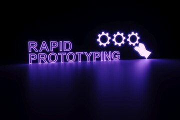 RAPID PROTOTYPING neon concept self illumination background 3D illustration