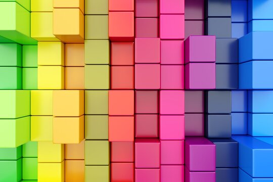 Colorful abstract background with boxes 3D illustration
