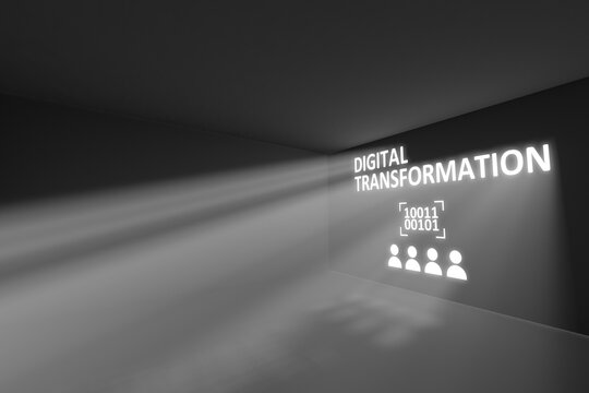 DIGITAL TRANSFORMATION rays volume light concept 3d illustration