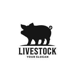 Pork farm livestock logo vector