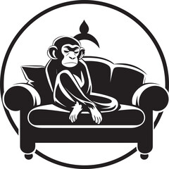 Tranquil Tail Vector Couch Sleep Logo Design Dreamy Daze Monkey Couch Nap Emblem