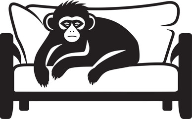 Cozy Corner Couch Nap Vector Logo Relaxation Recess Monkey Couch Sleep Emblem