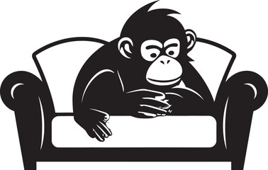 Simian Slumber Monkey Resting on Couch Logo Lazy Ape Lounge Vector Couch Sleep Logo Design