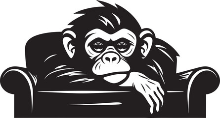 Lazy Lounge Monkey Sleeping on Couch Vector Logo Zen Zephyr Couch Nap Icon Design