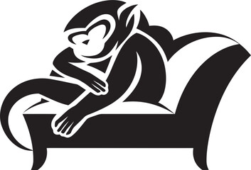 Dreamland Den Monkey Resting on Sofa Emblem Restful Refuge Couch Sleep Vector Logo