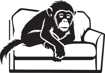 Siesta Sanctuary Couch Rest Vector Logo Tranquil Tail Monkey Nap on Couch Icon Design