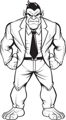 Stylish Orc Tycoon Corporate Suit Vector Emblem Orc Executive Authority Formal Attire Logo