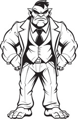Fototapeta na wymiar Dapper Orc Dynasty Corporate Suit Vector Logo Business Beast Monarch Orc in Formal Attire Icon