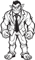 Suited Savagery Symbol Professional Orc Suit Emblem Dapper Orc Dynasty Corporate Suit Vector Logo