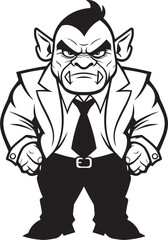 Corporate Orc Commander Mark Formal Attire Vector Icon Stylish Orc Magnate Badge Full Body Suit Emblem