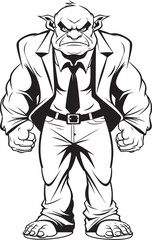 Professional Primate Insignia Orc in Formal Attire Icon Suited Savage Chief Mark Full Body Orc Suit Vector