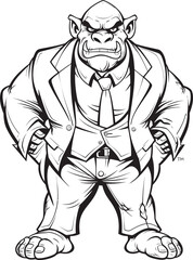 Formal Orc Leader Badge Orc in Tailored Suit Icon Suited Sovereign Mark Full Body Orc Suit Vector