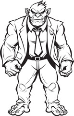 Suited Warrior King Mark Full Body Suit Emblem Orc CEO Style Crest Corporate Suit Logo