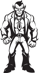 Dapper Orc Dynasty Insignia Corporate Suit Vector Business Beast Monarch Badge Orc in Formal Attire Icon