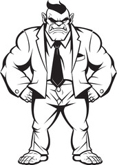 Corporate Orc Commander Mark Formal Attire Vector Icon Stylish Orc Magnate Badge Full Body Suit Emblem