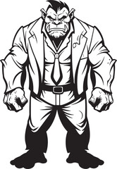 Orc Tycoon Full Body Suit Logo Vector Suited Savage Corporate Attire Icon Design