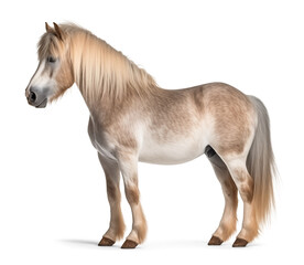 Obraz na płótnie Canvas White pony view from the side on isolated background