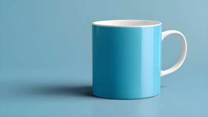 empty blank mug mockup on blue background