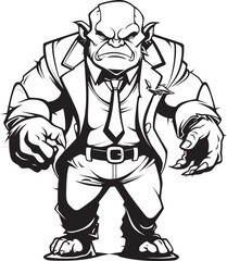 Orc Executive Elegance Crest Corporate Suit Icon Professional Primate Insignia Orc in Formal Attire Emblem