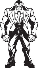 Suited Warrior King Mark Full Body Suit Emblem Orc CEO Style Crest Corporate Suit Logo