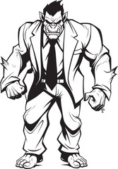 Orc CEO Style Crest Corporate Suit Logo Formal Orc Leader Badge Orc in Tailored Suit Emblem