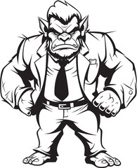 Stylish Orc Magnate Corporate Suit Vector Emblem Orc Executive Authority Formal Suit Icon