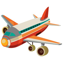 Airplane icon isolated on white background. Cartoon style. Vector illustration.
