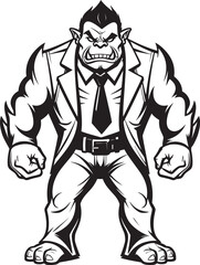 Dapper Orc Dynasty Insignia Corporate Suit Vector Icon Stylish Orc CEO Orc in Formal Suit Emblem