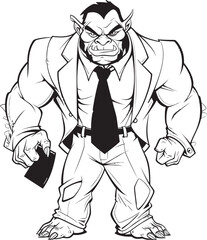 Suited Warrior King Full Body Suit Vector Icon Orc Executive Authority Corporate Suit Emblem