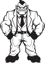 Orc Executive Authority Formal Attire Icon Design Suited Sovereign Mark Orc in Professional Suit Emblem