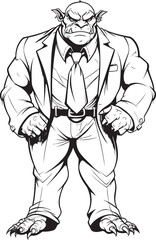 Executive Enforcer Orc in Formal Suit Emblem Stylish Orc Magnate Professional Suit Icon